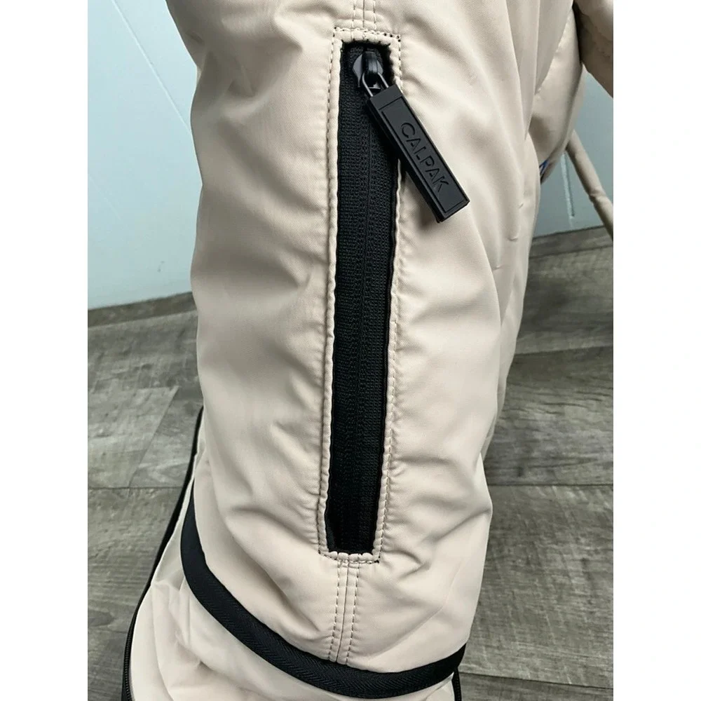 CALPAK Luka Duffel Bag Oatmeal Beige Quilted Puffer Travel Gym Bag HUB Logo